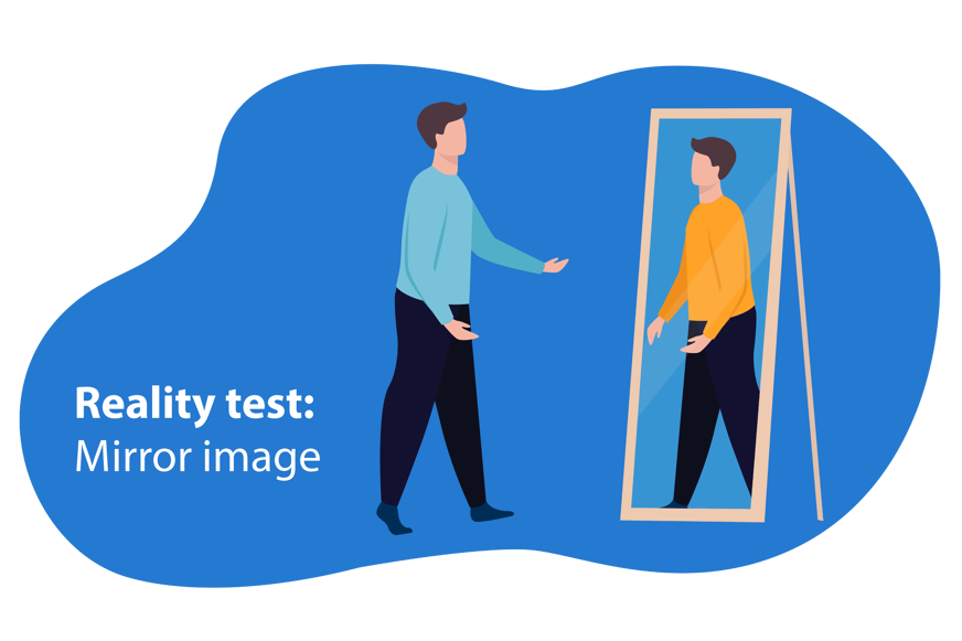 Men looks at himself in the mirror